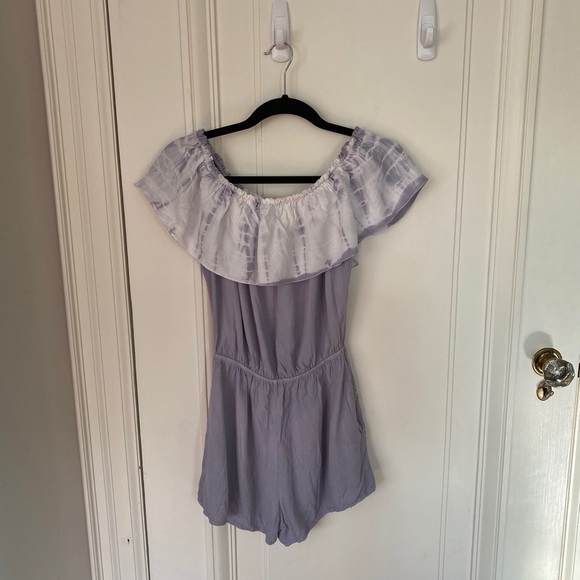 Purple & White Romper Size Small - Picture 2 of 5